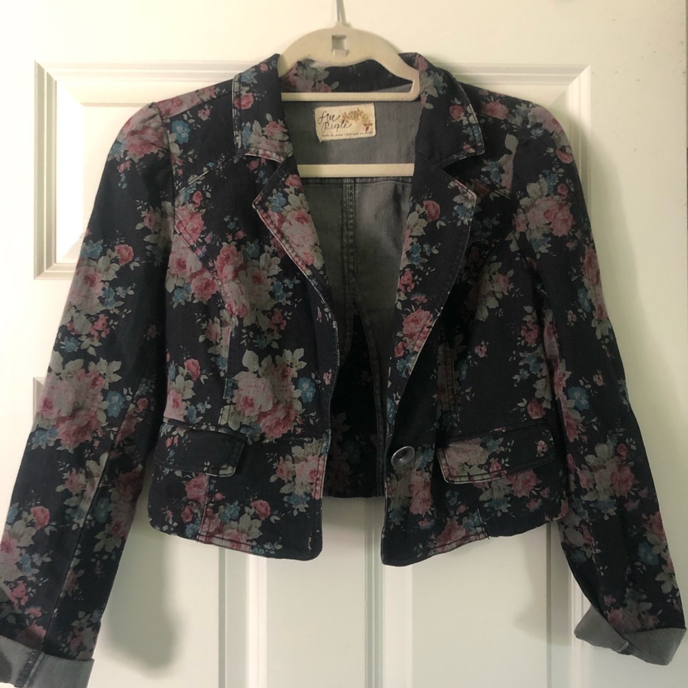 Free People Floral Denim Jacket